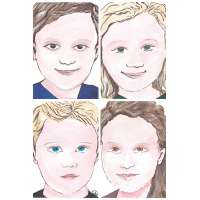 Transparant Wabby oefenbord met 4 losse kindergezichten 