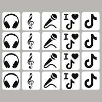 Glittertattoo stencilset tik tok / music