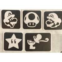 Glitter tattoo stencilset Super Mario