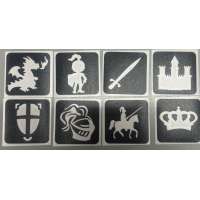 Glittertattoo stecilset Ridders