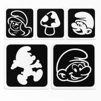 Glitter tattoo stencilset De Smurfen