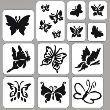Glitter tattoo stencilset vlinders