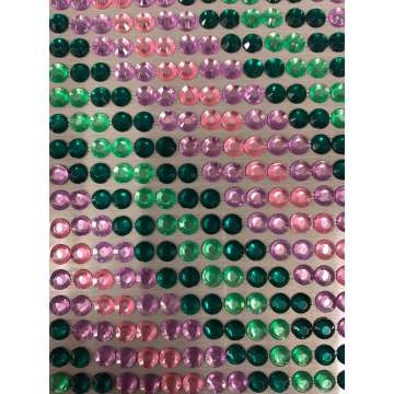 Schminkdecoratie stickers 56 rondjes roze, groen. paars