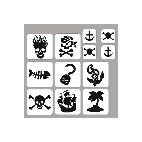 Glittertattoo stencilset Piraten