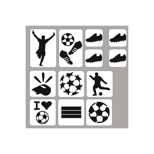 Glittertattoo stencilset voetbal