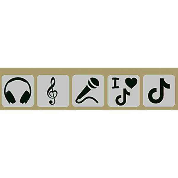 Glittertattoo stencilset tik tok / music