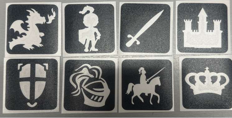 Glittertattoo stecilset Ridders